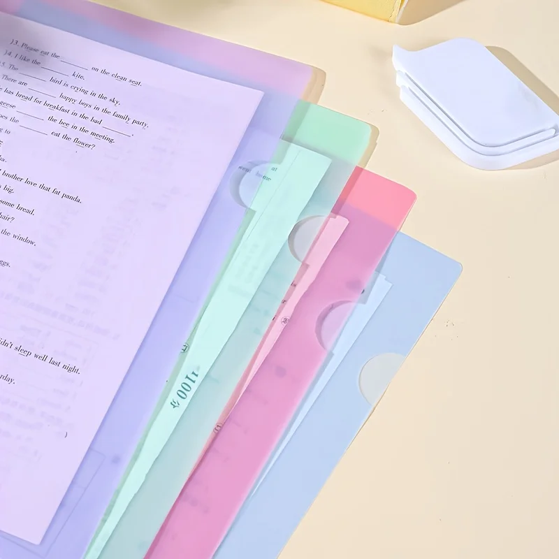 20 Or 40 L-Shaped Folders In Morandi Color Series, A4 Transparent Pp Plastic Cover, Office And Sheet Paper Protection, Document