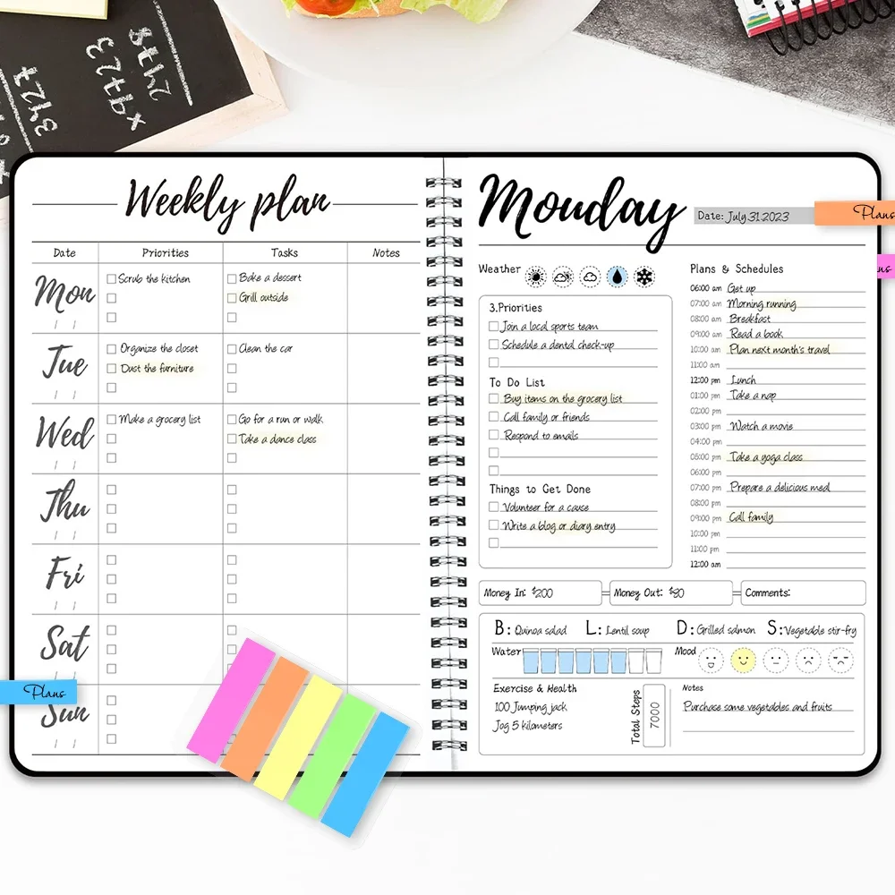 Daily Planner to Easily Organize Your Tasks and Boost Productivity 7.3 X 10 to Do List Planner, with Color Index Stickers 2026