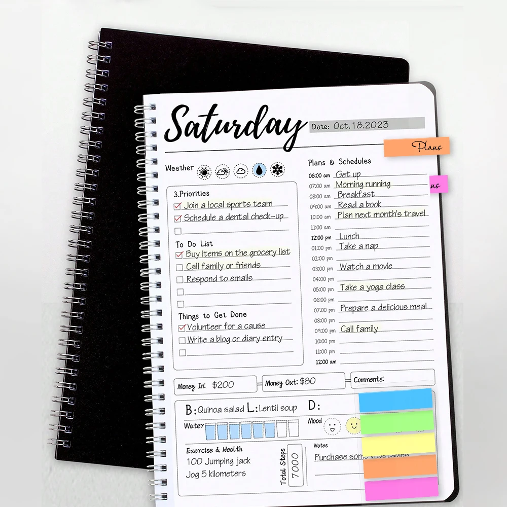 Daily Planner to Easily Organize Your Tasks and Boost Productivity 7.3 X 10 to Do List Planner, with Color Index Stickers 2026
