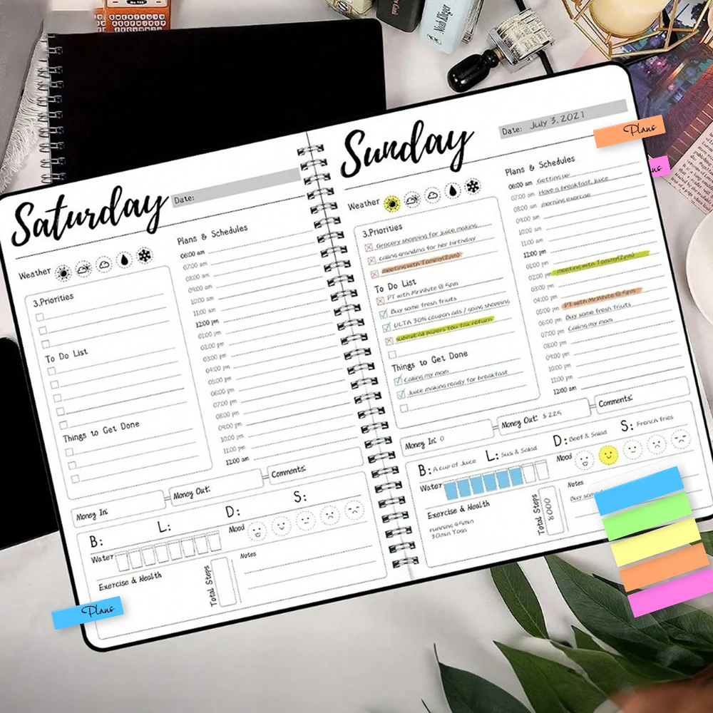 Daily Planner to Easily Organize Your Tasks and Boost Productivity 7.3 X 10 to Do List Planner, with Color Index Stickers 2026