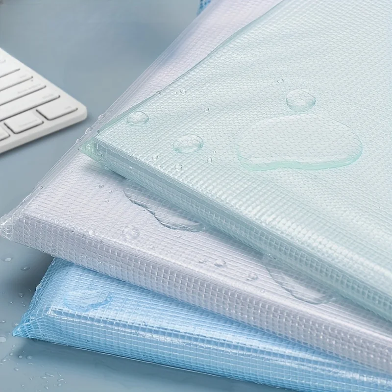 5PCS A3 Zippered PVC Project Folders - Waterproof Art and Document Organizer Bags with Colorful Grid Design