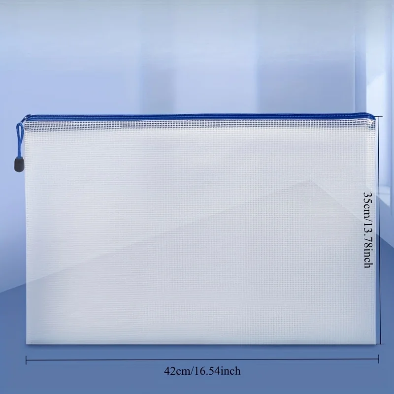 5PCS A3 Zippered PVC Project Folders - Waterproof Art and Document Organizer Bags with Colorful Grid Design