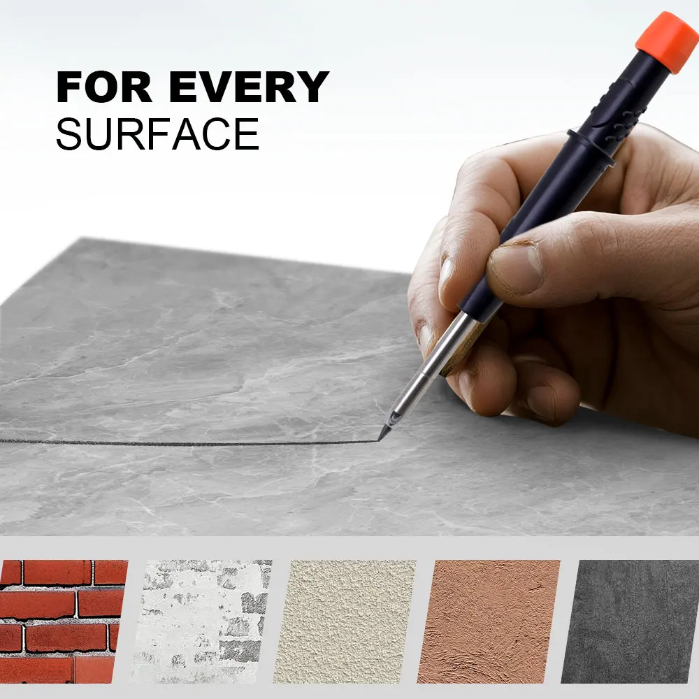 5Pcs/Set Solid Carpenter Pencil Set 2.8mm Deep Hole Mechanical Pencil Marker With Built in Sharpener For Woodworking Architect