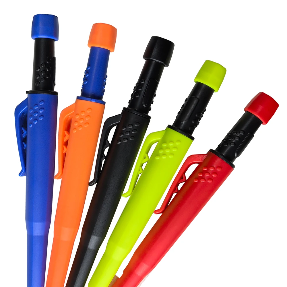 5Pcs/Set Solid Carpenter Pencil Set 2.8mm Deep Hole Mechanical Pencil Marker With Built in Sharpener For Woodworking Architect