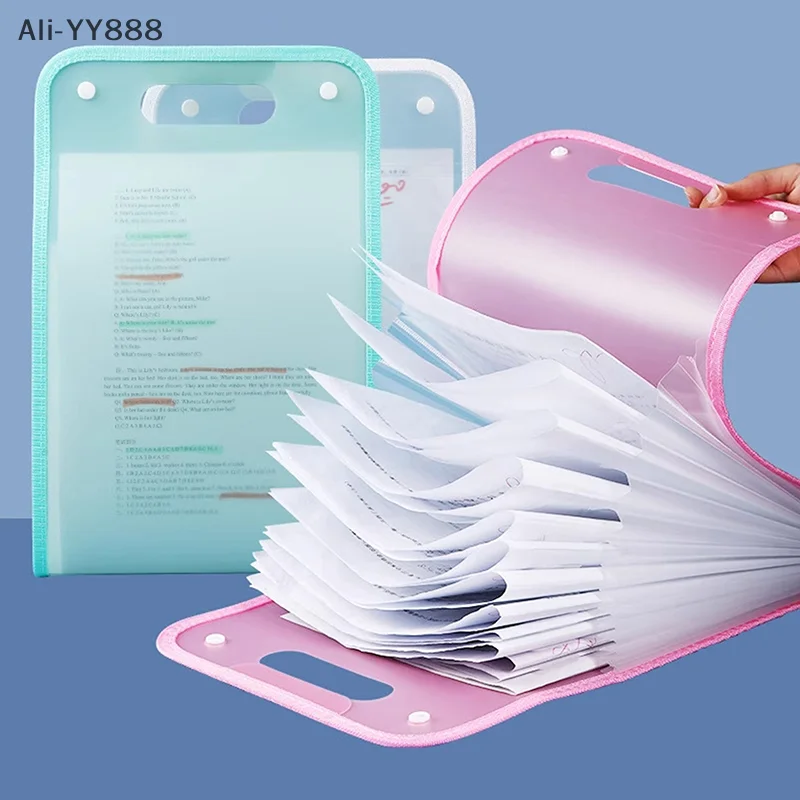 13 Pocket File Folders Portable A4 Letter Size Macaron Color Accordian Document Organizer Classroom Office Home Storage