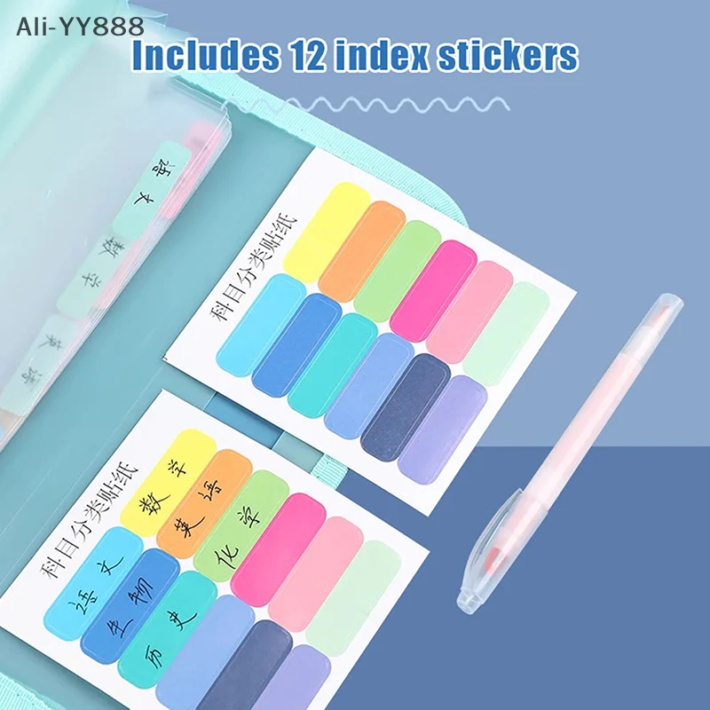 13 Pocket File Folders Portable A4 Letter Size Macaron Color Accordian Document Organizer Classroom Office Home Storage