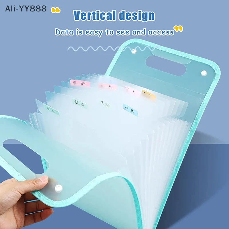 13 Pocket File Folders Portable A4 Letter Size Macaron Color Accordian Document Organizer Classroom Office Home Storage