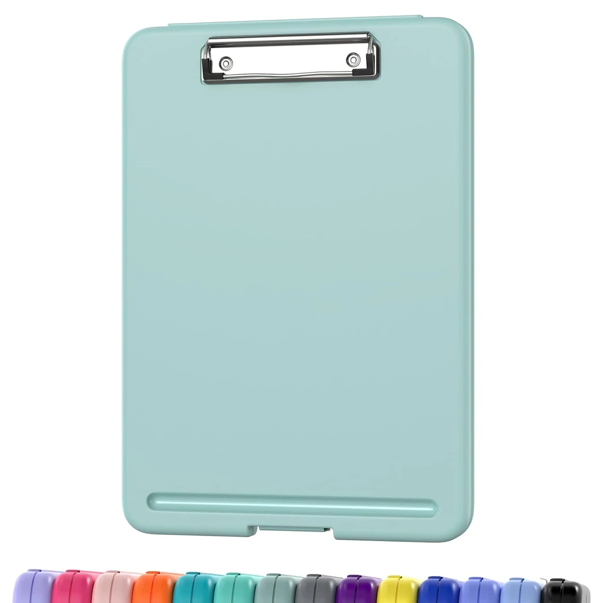 Bloc-notes pliable avec rangement (disponible en plusieurs couleurs), pince discrète, format 24 x 33 cm, robuste et portable.