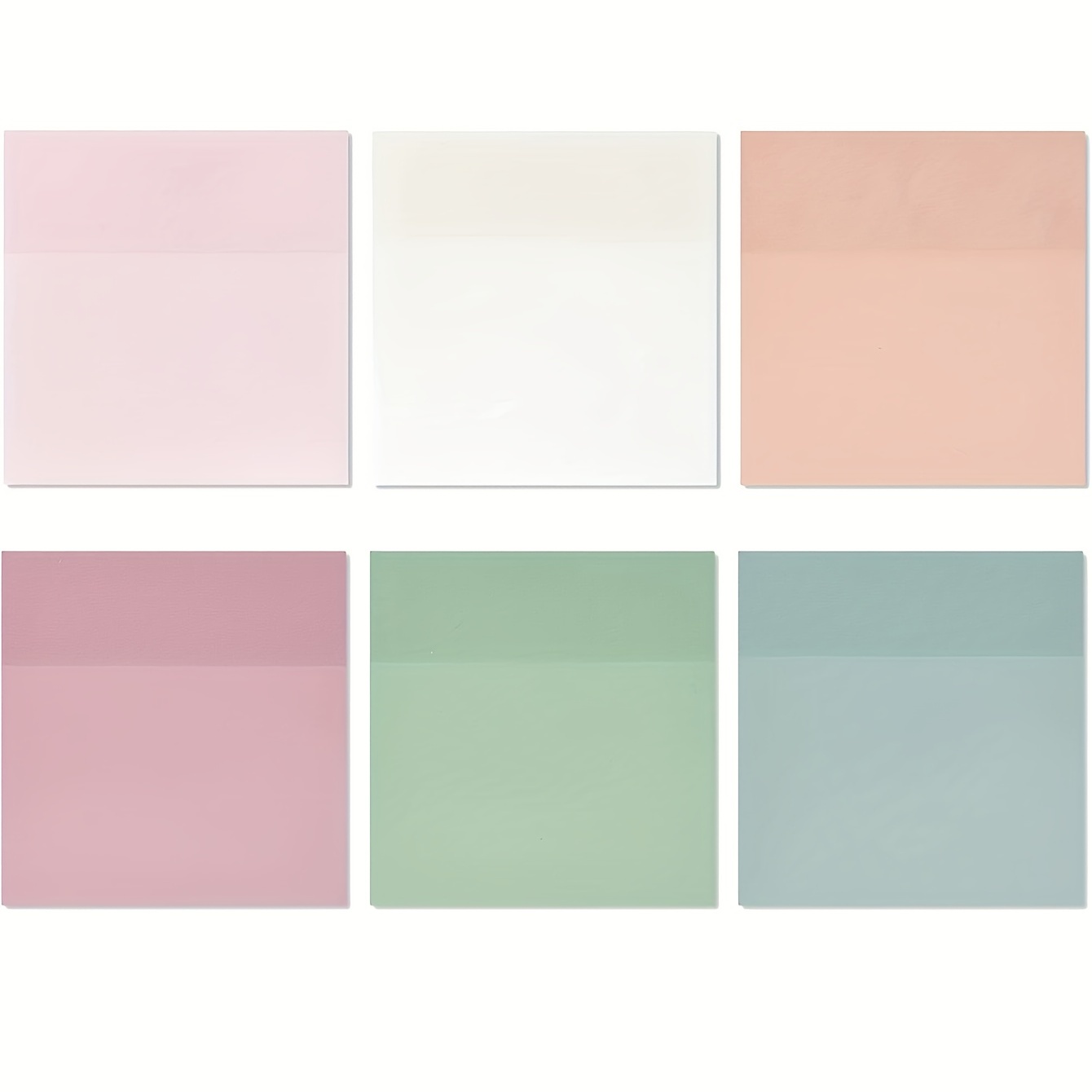 300 feuilles de notes adhésives transparentes pastel, 7,6 x 7,6 cm, 6 couleurs, pour onglets de Bible, onglets de livres, fournitures scolaires pour l'université et le bureau.
