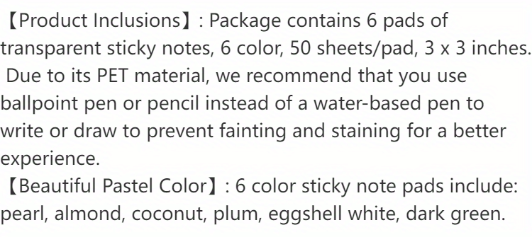 300 feuilles de notes adhésives transparentes pastel, 7,6 x 7,6 cm, 6 couleurs, pour onglets de Bible, onglets de livres, fournitures scolaires pour l'université et le bureau.